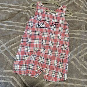 Vineyard Vines Plaid Baby Romper with Whale Design
